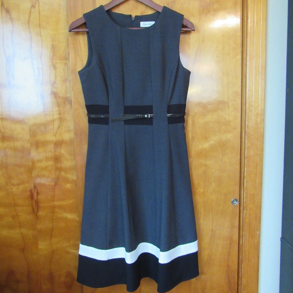Calvin Klein fit and flare belted dress